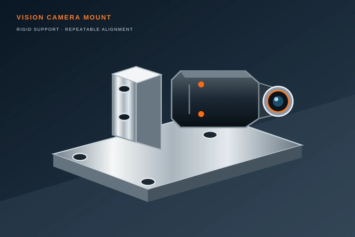 Industrial vision camera mounting bracket for automation systems